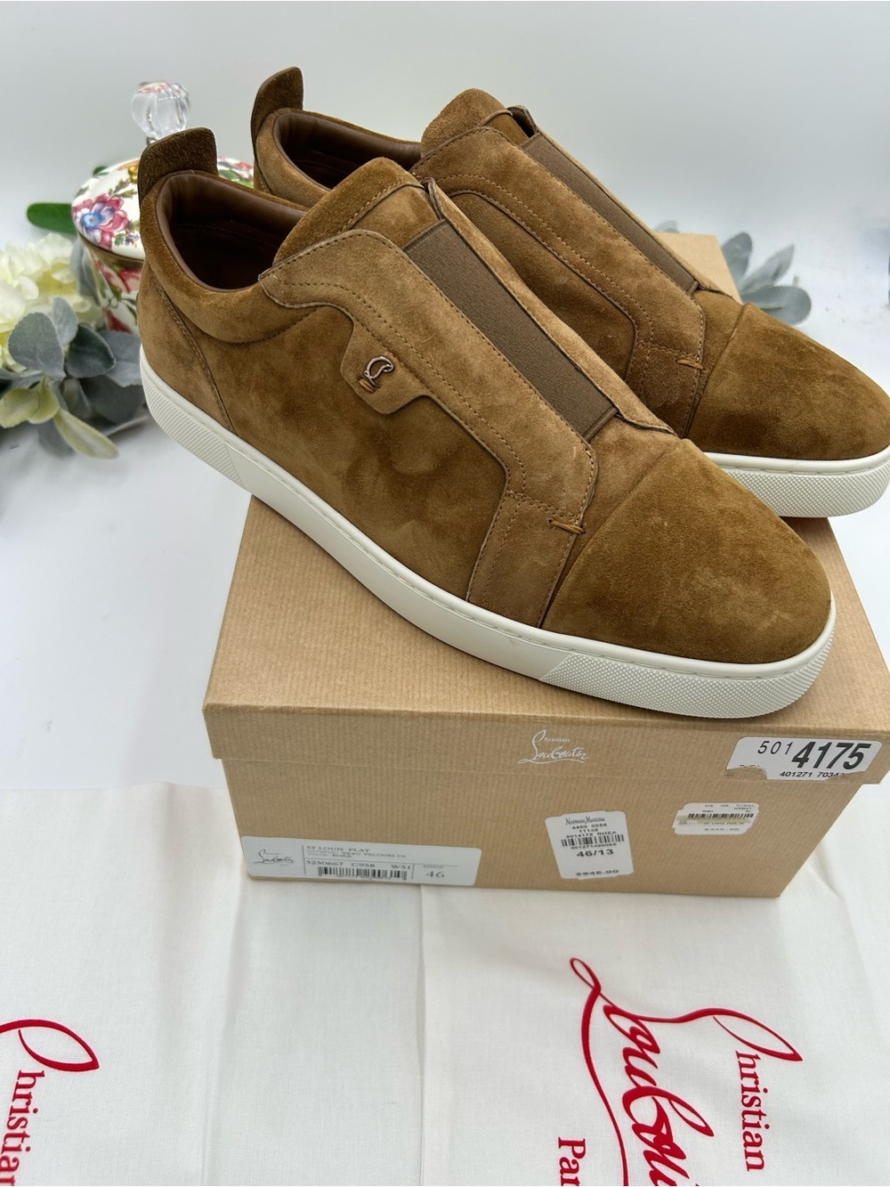 Men's Christian Louboutin ST LOUIS suede slip on sneakers size 46 made in Italy